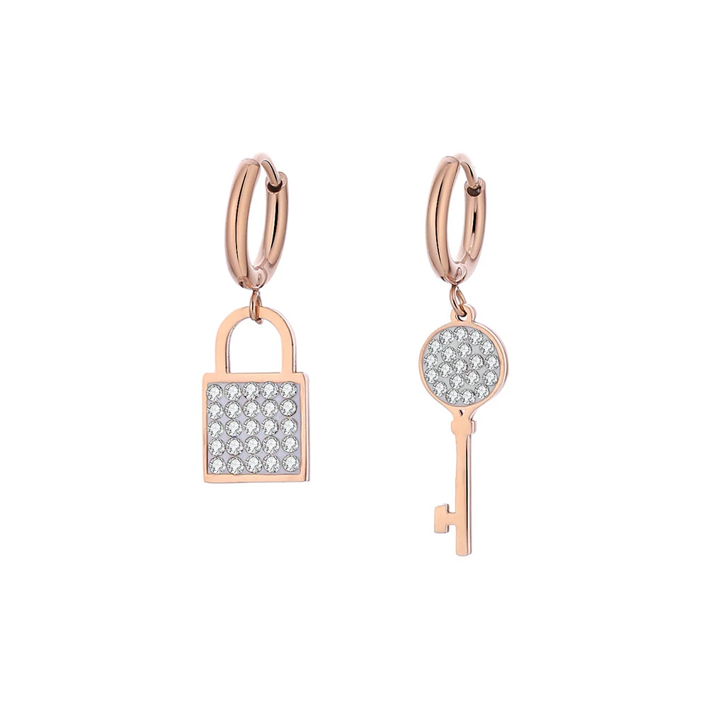 Серьги кольца из нержавеющей стали с замком для друзей|Серьги-кольца| |