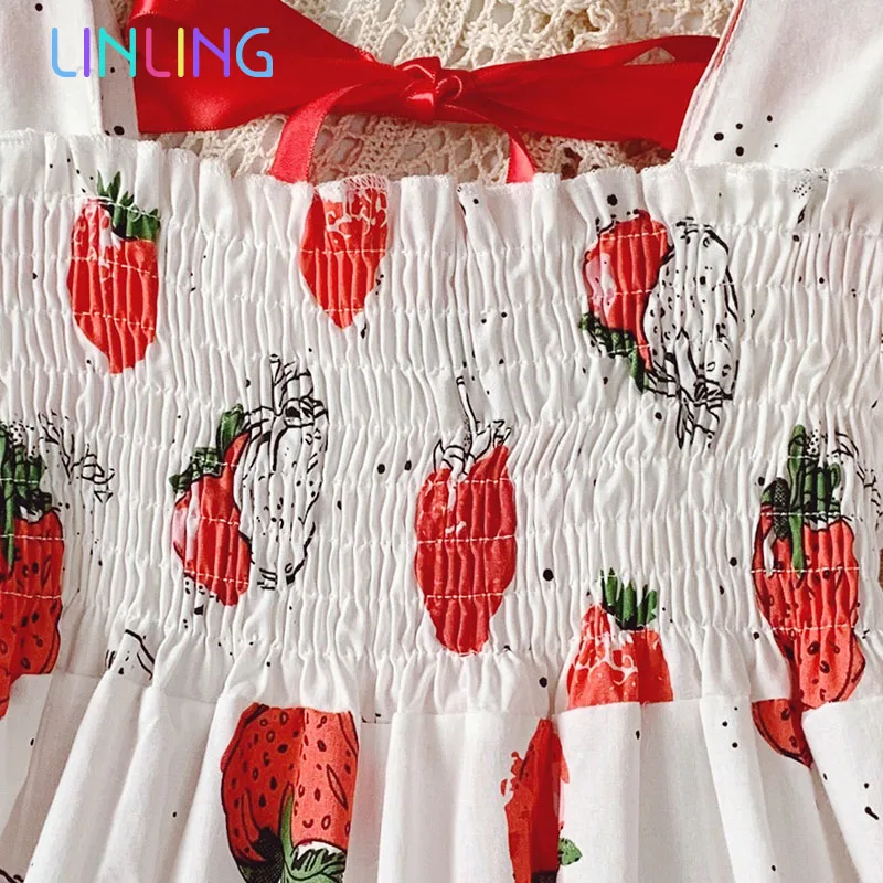 2020 Summer New Children Baby Strawberry Pleats Dresses Girls Princess Sweet Clothes Dress girls Dressed |