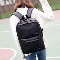 mens leather school backpack fashion student travel bag waterproof casual laptop backpack solid color girl school bag 2021