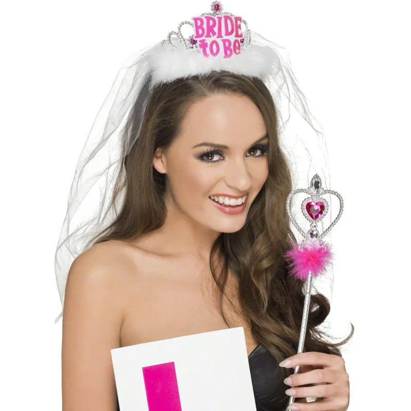 Белый с надписью &quotBride To Be&quot Фата невесты короны тиары вуаль девичник вечерние