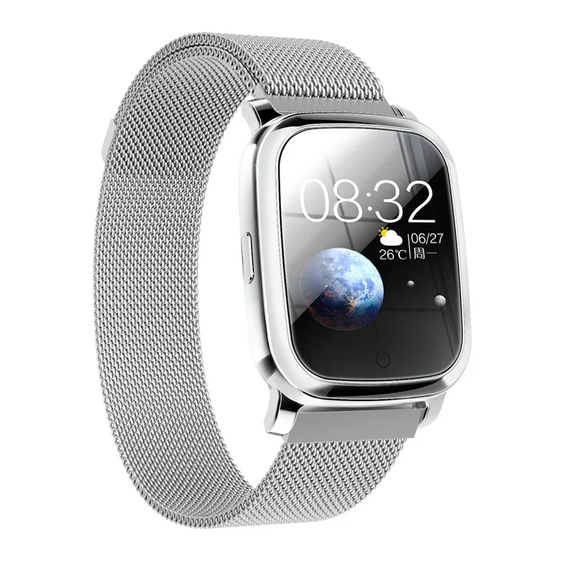 ONEVAN 1,3 дюймов Smartwatch пульсометр Монитор артериального давления погоды gps IP67 Фитнес браслет водонепроницаемый браслет - Цвет: Silver Metal