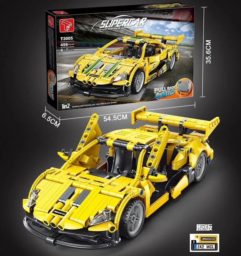 

T3005 456 Pcs Particles Assembled Building Blocks Model Car Educational Toys For Boys DIY Birthday Gifts Pull Back Slipercar