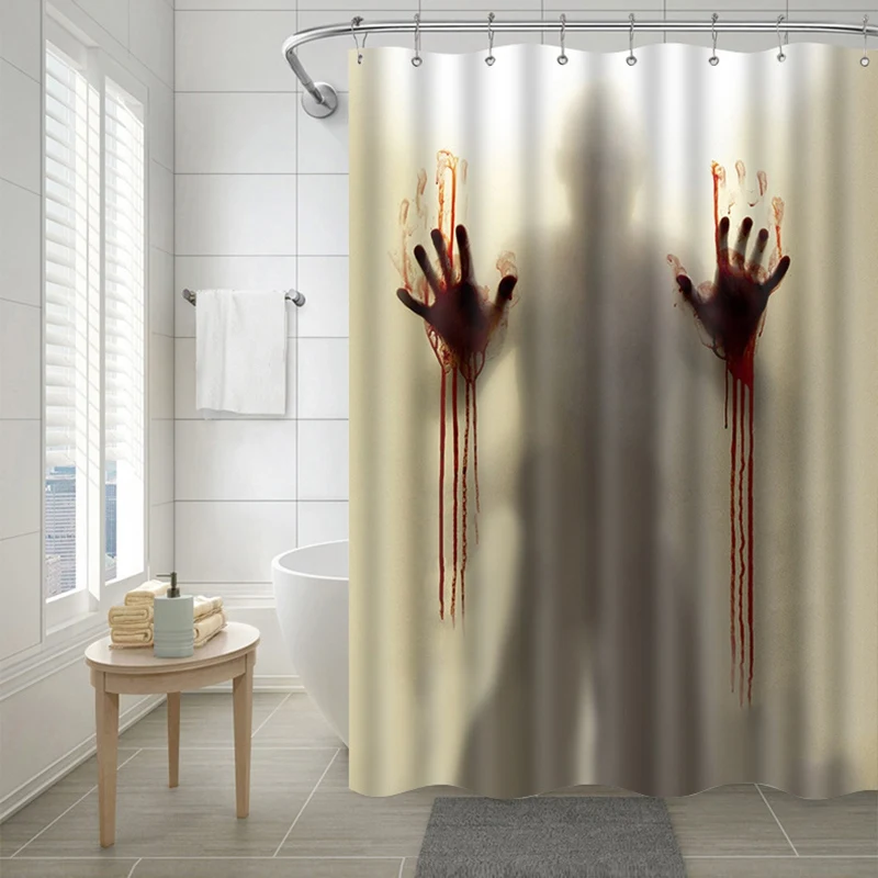 Halloween Polyester Shower Curtain Decoration Horror Bathroom Props Bloody Hands Pattern | Дом и сад