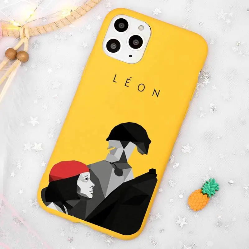 

Leon Matilda Natalie Portman Movie Phone Case Candy Color Yellow for iPhone 11 12 pro XS MAX 8 7 6 6S Plus X 5S SE 2020 XR