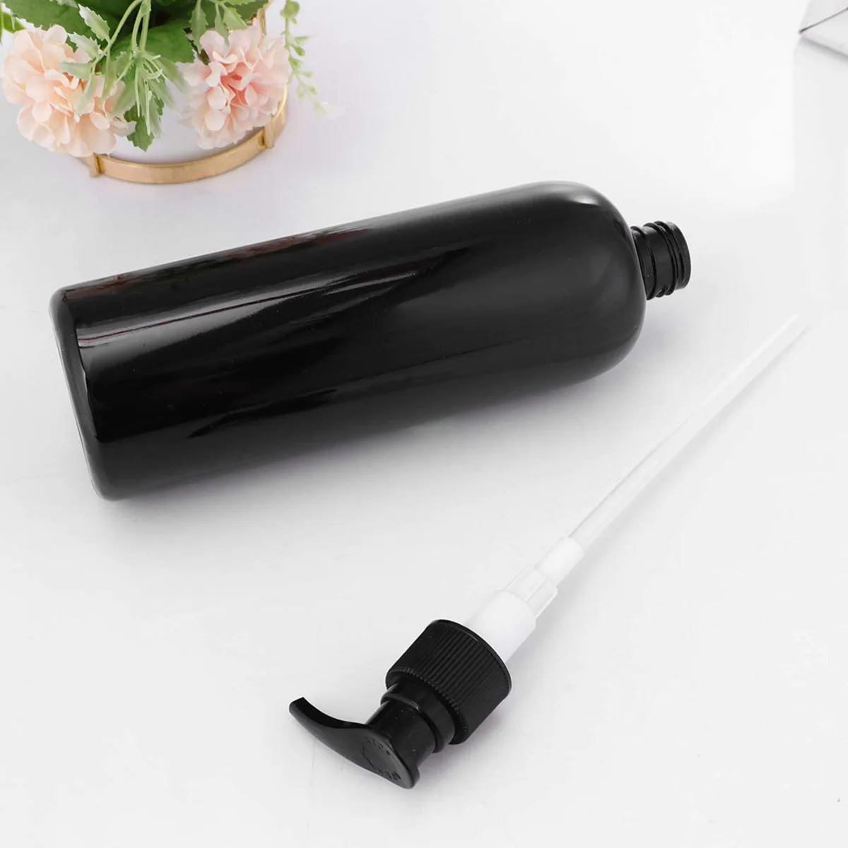 

4Pcs Pump Bottle 500ml Black Dispenser Bottle With Pump 21.5x6.5x6.5cm