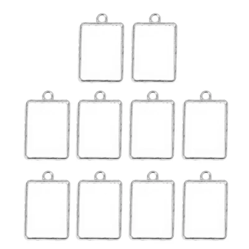 

10Pcs Geometric Hollow Square Pressed Flower Frame Pendant Resin Jewelry Making