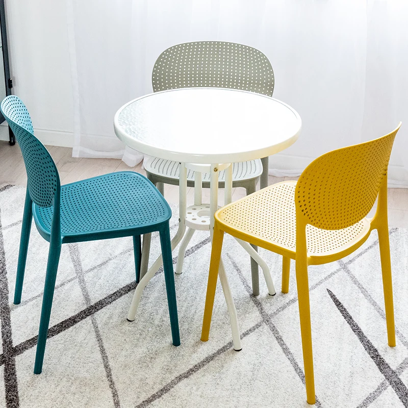 

Nordic plastic chair backrest dining chair simple home modern net red ins office creative thickening negotiation chair