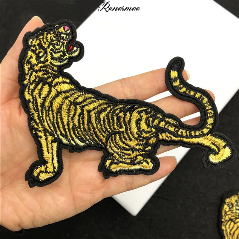 2 шт. золотистые яркие линии Тигровая вышивка тканевые наклейки джинсовая куртка