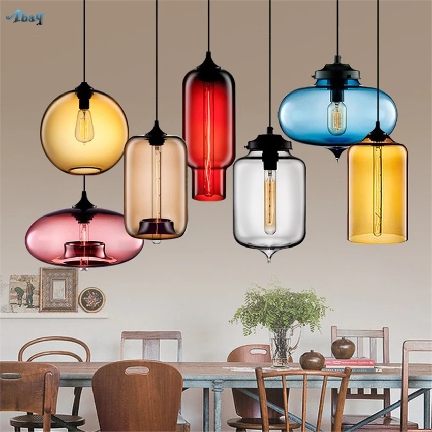 

Nordic Modern Glass Aquarium Pendant Lights Dining Room Living Table Bar Retro Kitchen Aisle Droplight Hanging Lamps Fixtures