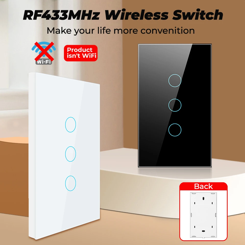 SMATRUL Brazil US 1/2/3 Gang Touch Wireless Switch Light RF 433Mhz Remote Control Smart Home Tempered Glass On Off Lamp ASK |