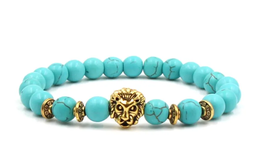 8 мм yj5 браслет с головой льва бирюзовый Будда молитва Йога для женщин и мужчин