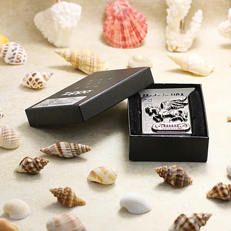 

Genuine Zippo oil lighter copper windproof Black ice 3D PEGASUS cigarette Kerosene lighters Gift With anti-counterfeiting code