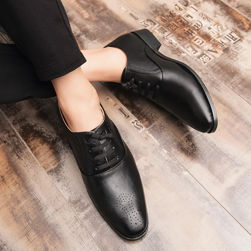 Высококачественные кожаные удобные деловые туфли высокого качества на осень и
