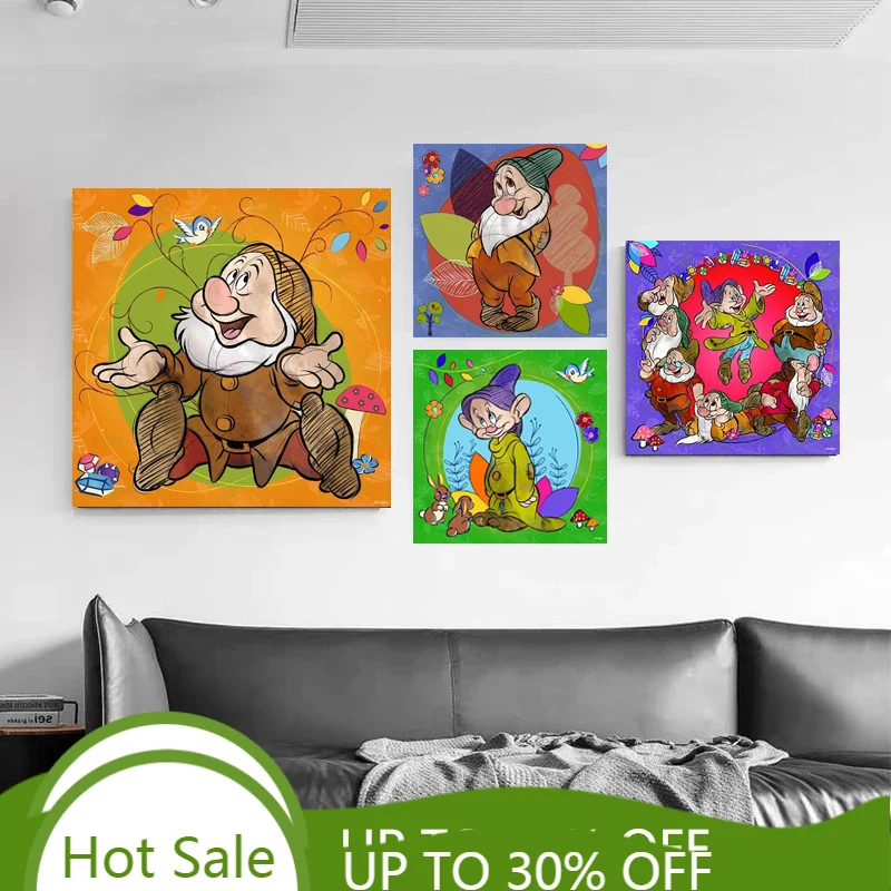 Плакаты с мультяшными героями Диснея семи карликов картины на холсте