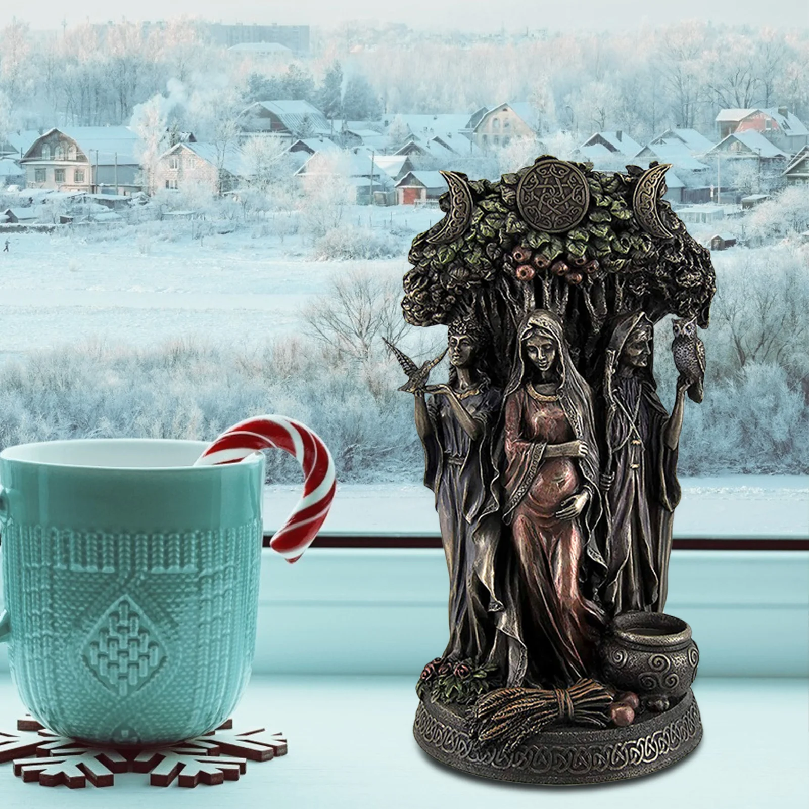 

Fashion Wiccan Vintage Statue Of Triple Moon Goddess Amulet Gift Decorative Ornaments Of Religious Accessories Cast Bronze