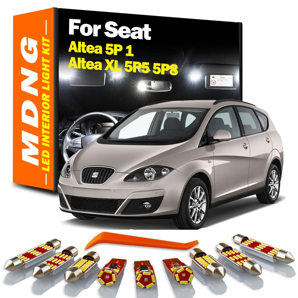 MDNG-Accesorios de coche Canbus de 13 piezas, Kit de luz de matrícula de maletero de mapa de cúpula Interior LED para Seat Altea 5P 1 para Altea XL 5P5 5P8