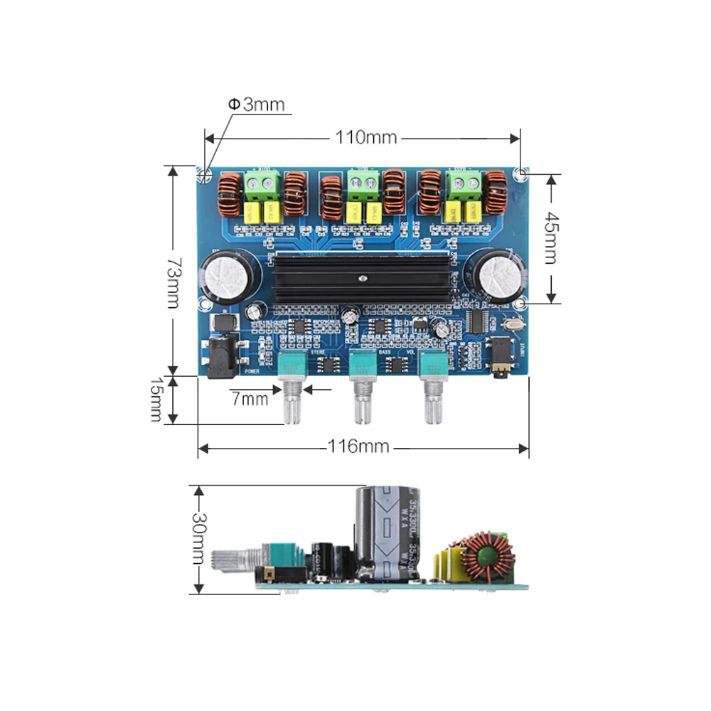 Плата цифрового усилителя TPA3116D2 Bluetooth 5 0 громкость 2 1 каналов стерео класс D 50 Вт * +