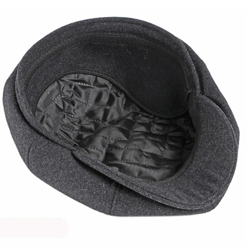 HT2946 Beret Wool Hat Men Octagonal Newsboy Cap Beret Hat Vintage Ivy Flat Gastby Cap Male Warm Earflap Winter Hat Men Beret Cap