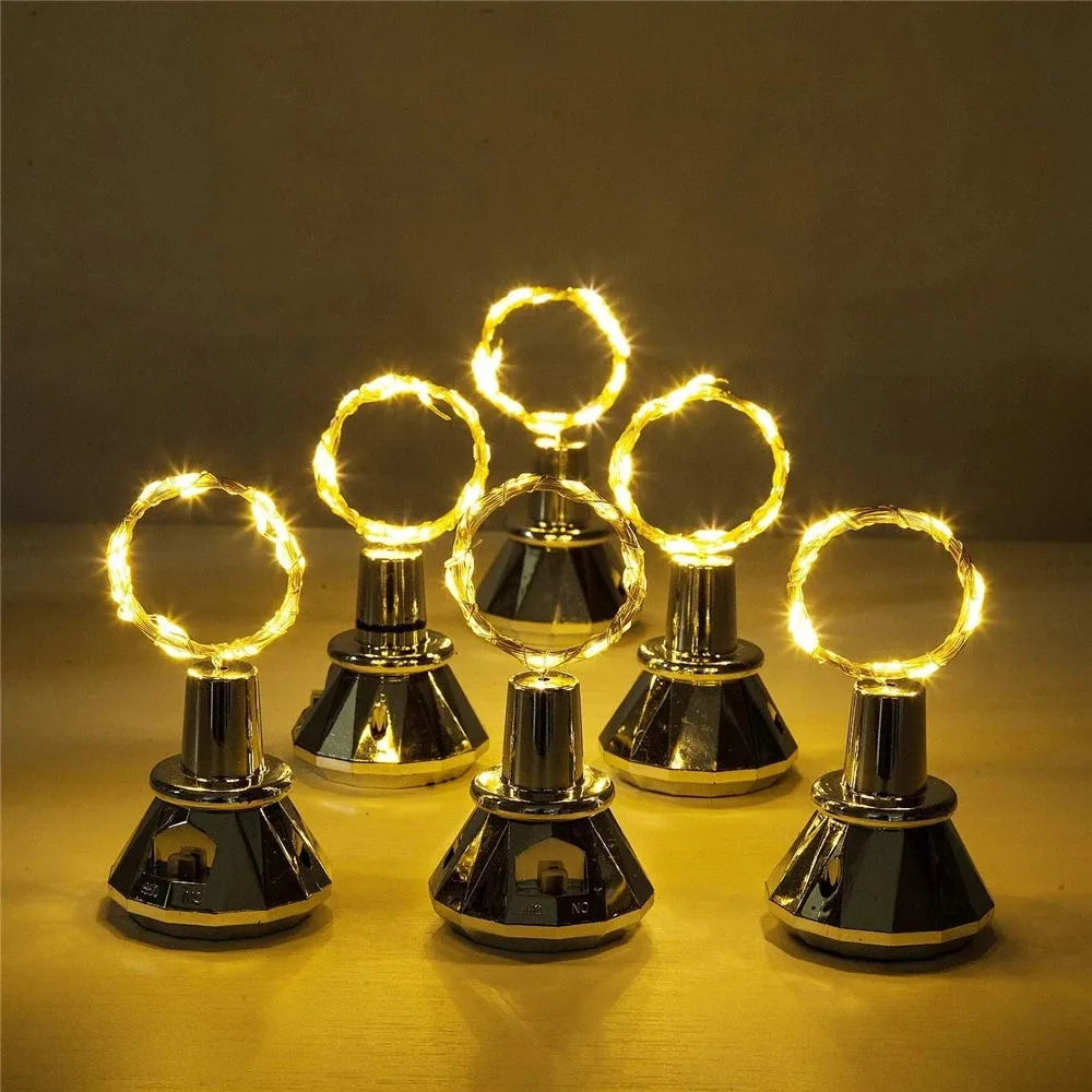 6/10Pcs Solar Diamond Shape Cork Lights Wine Bottle Lights Warm White Led Sting Lights For Home Party Decoration