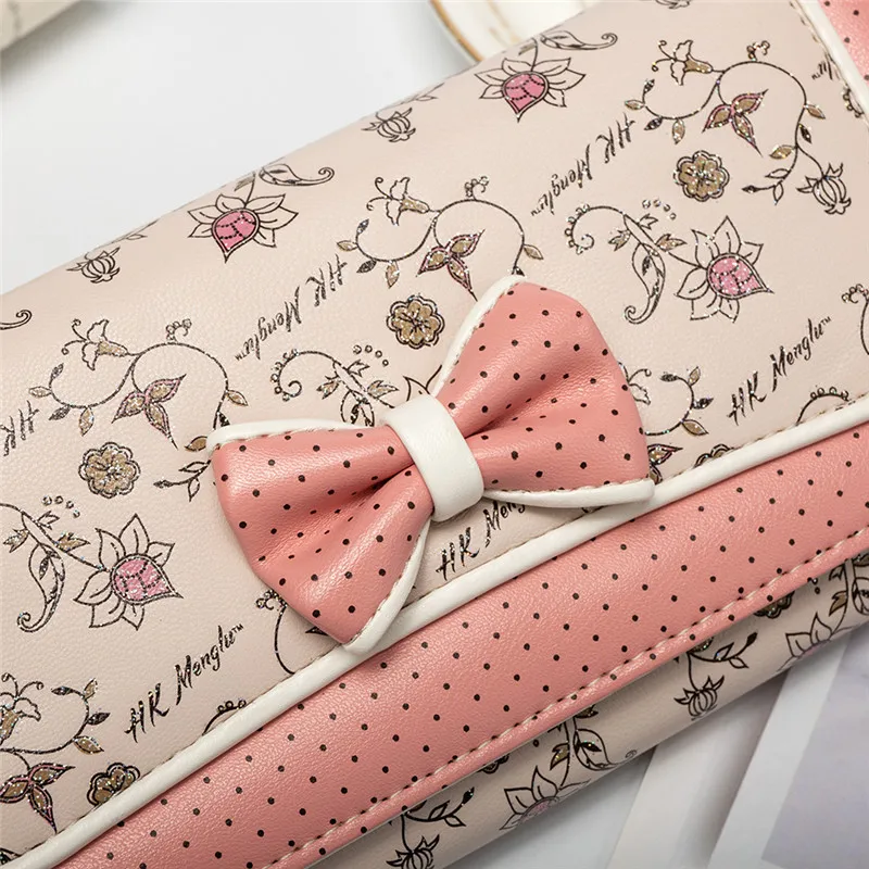 Милый кошелек с бантом маленькие свежие кавайные женские модные кошельки для