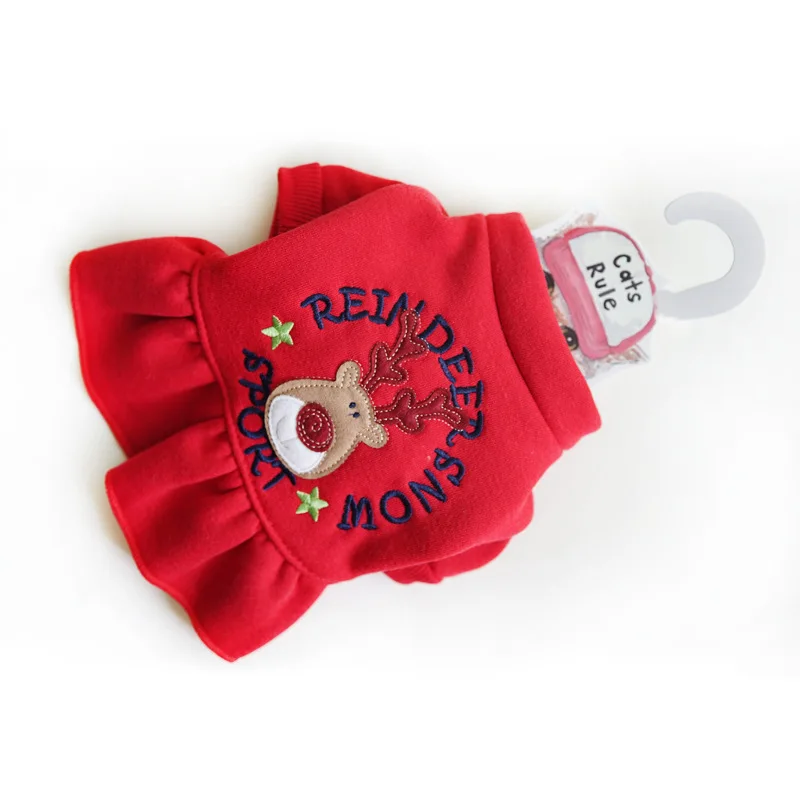 

Pets Autumn and winter clothing wholesale Teddy Cat clothing Red Christmas style elk dog skirt