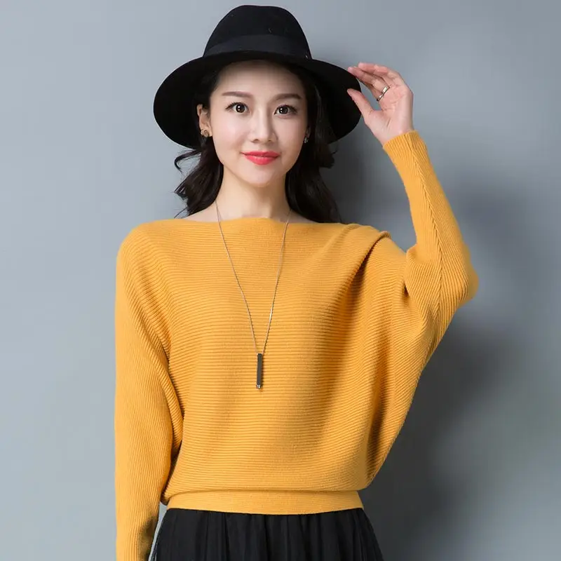 Bat Sleeve Sweater Women Autumn Streetwear Pullovers Warm Sweaters Loose Knitted Female | Женская одежда