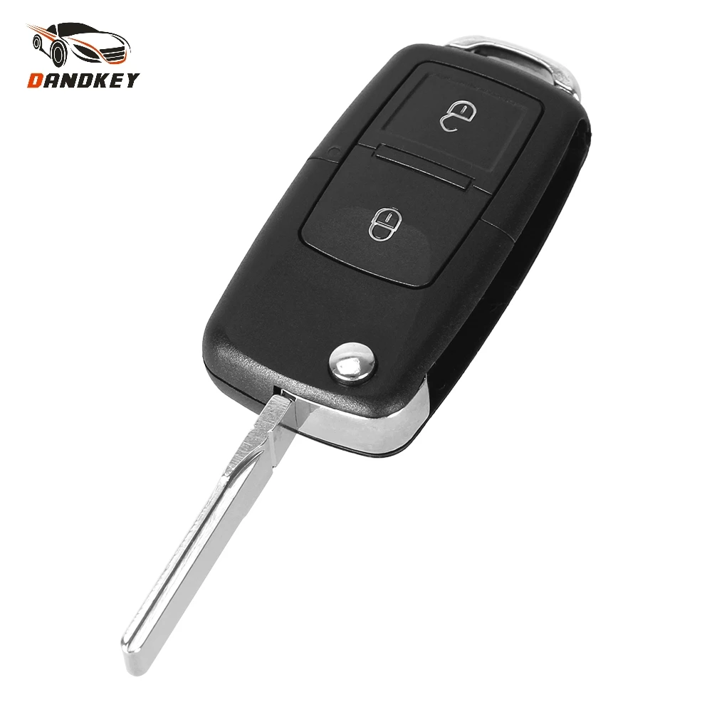 Складной чехол Dandkey 20x для автомобильного ключа с 2 кнопками Volkswagen Golf Passat Polo Jetta Touran