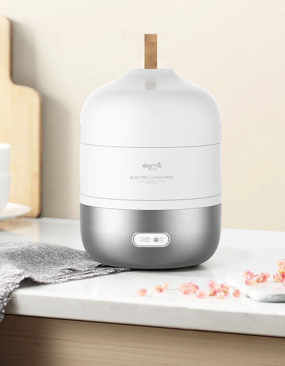 XIAOMI DEERMA 2L портативный Электрический Ланч-бокс из нержавеющей стали многофункциональный трехслойный Ланч-бокс быстро нагревается против обжига#3
