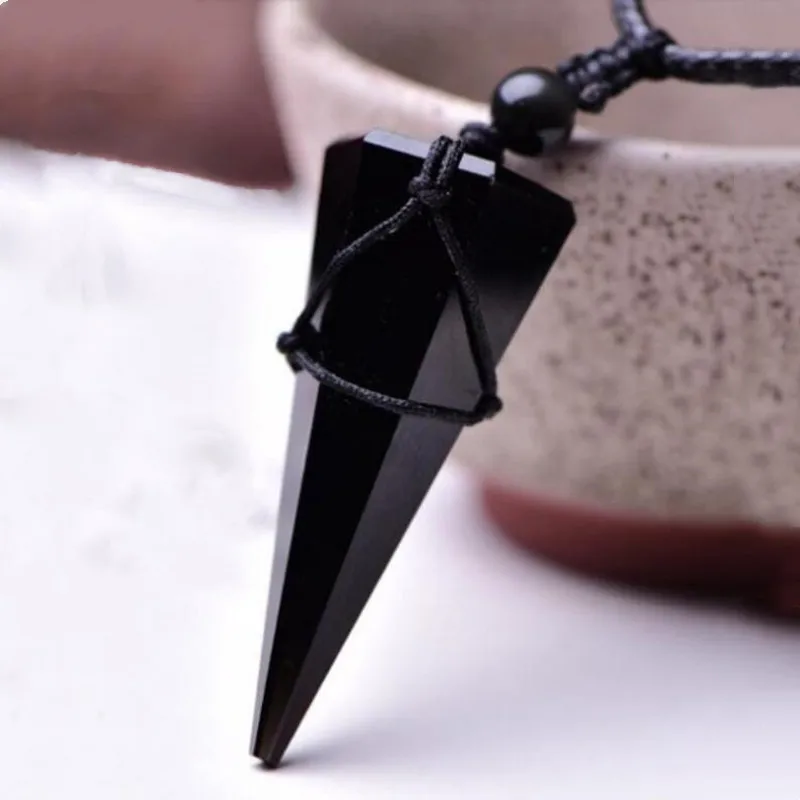 Натуральный обсидиановый маятник нефритовая подвеска ювелирные изделия