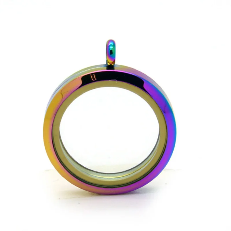 

10pcs 30mm Rainbow Magnetic 316L Stainless Steel Glass Floating Charms Locket Memory Photo Charms Lockets Pendants