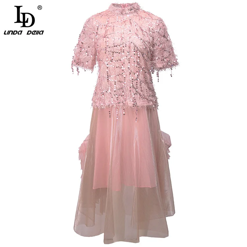 LD LINDA DELLA/модный дизайнерский осенний женский топ с кисточками и блестками топы