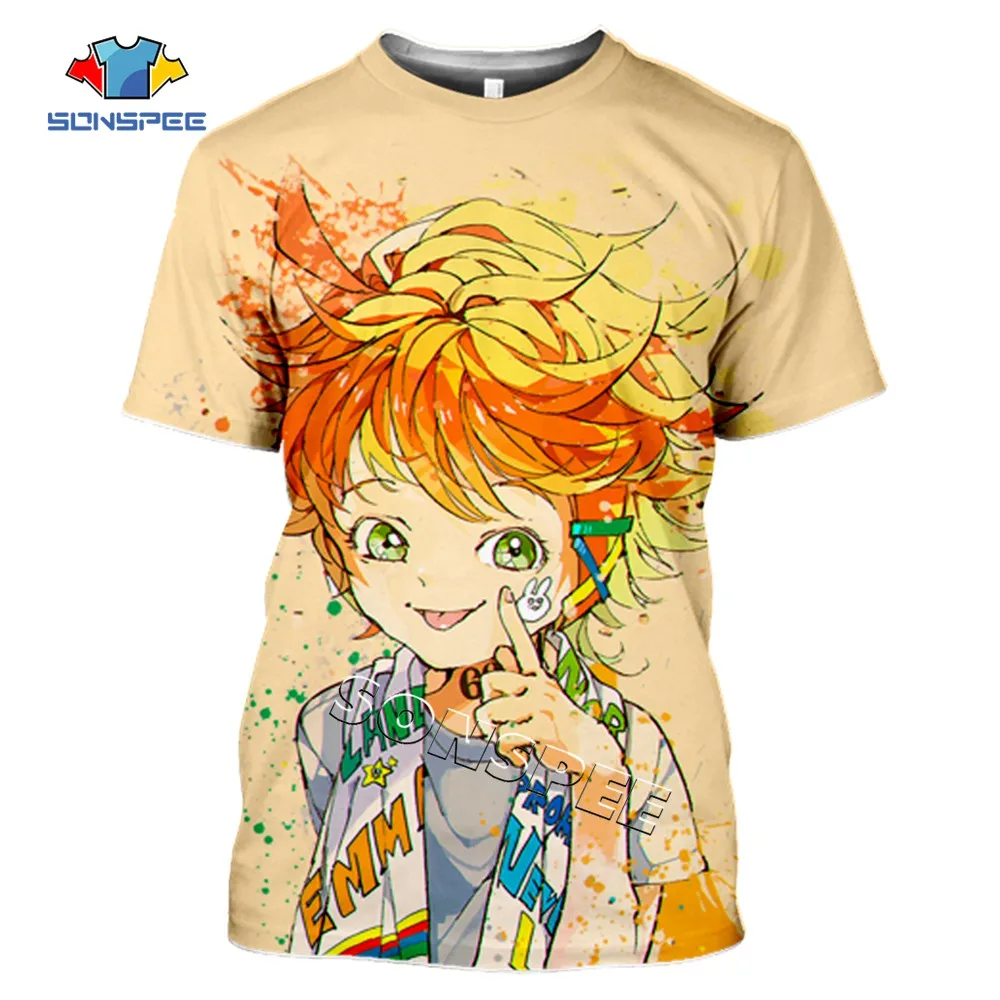 

SONSPEE The Promised Neverland 3D Anime Short Sleeve T-shirt Summer Casual Women Clothing Streetwear Funny Men T Shirt Tees Tops