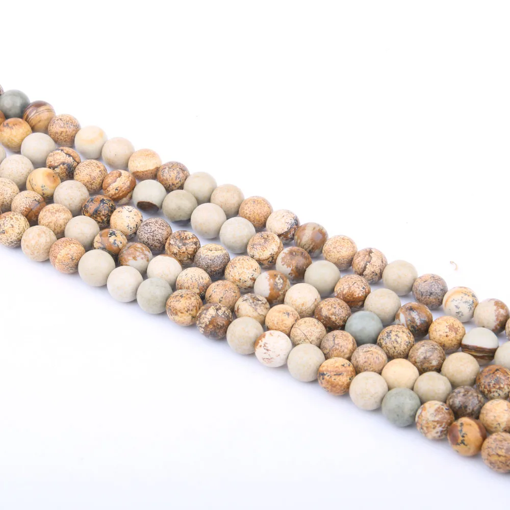 

Round Natural Stone Beads Picture Stones Loose Stone Bead for Bracelet Necklace Jewelry Making DIY Size 4mm/6mm/8mm/10mm/12mm