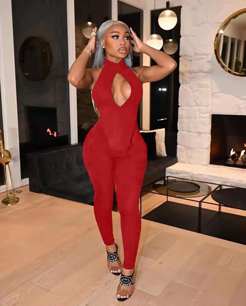 

Two Piece Outfits Joggers Women Summer Sexy Hollow Out Backless Bandage Top And Hight Waist Leggings Pants Set For Club Party