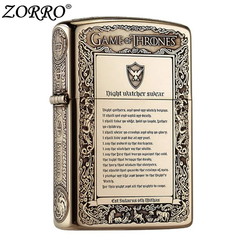 Цена Zorro медная керосиновая зажигалка, пятисторонняя гравировка, старомодный Ностальгический ветрозащитный подарок для мужчин, аксессуары для ...