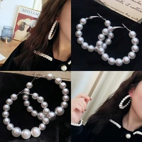 high quality imitation pearl earring simple long girls fine pearl earrings for women jewelry trendy luxury hoops earring gift