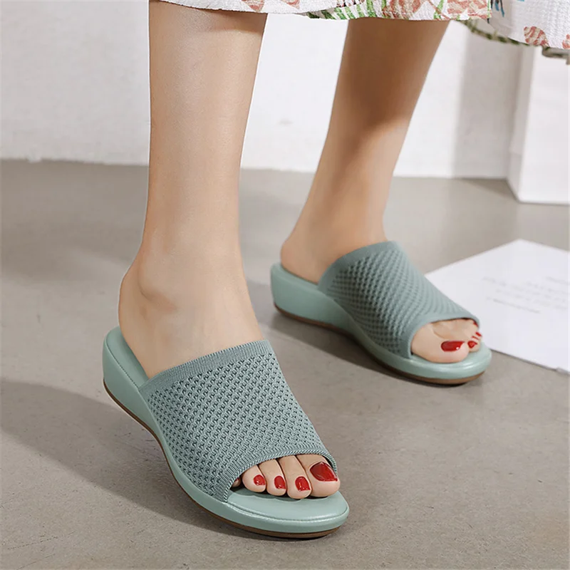 

Outdoor Beach Slippers Women Sandals Stretch Cross Slide Ladies Sandals Casual Flat Shoes Female Home Plus Size Summer Footwear