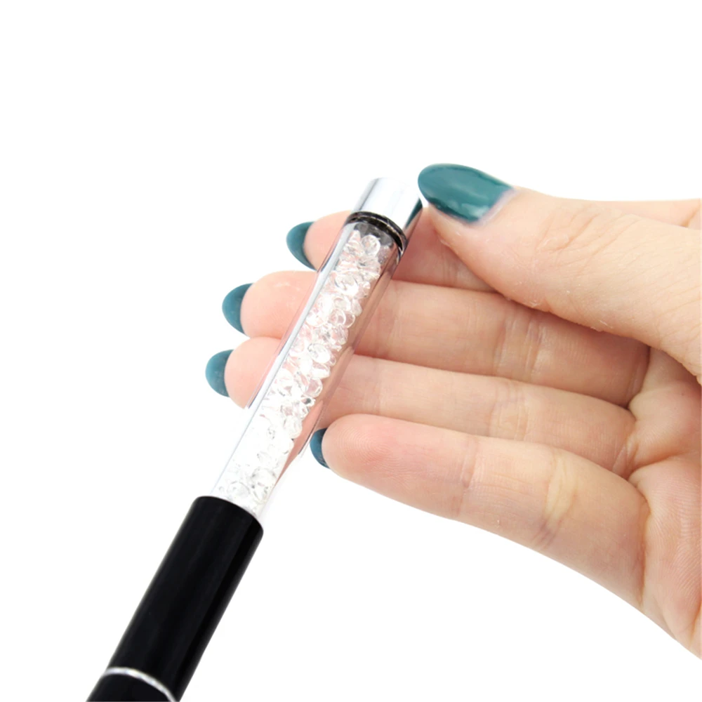 High Quality Kolinsky Sable Acrylic Nail Brush Size 6 8 10 12 Crystal Rhinestone Handle Salon Manicure Tools For Nail Art