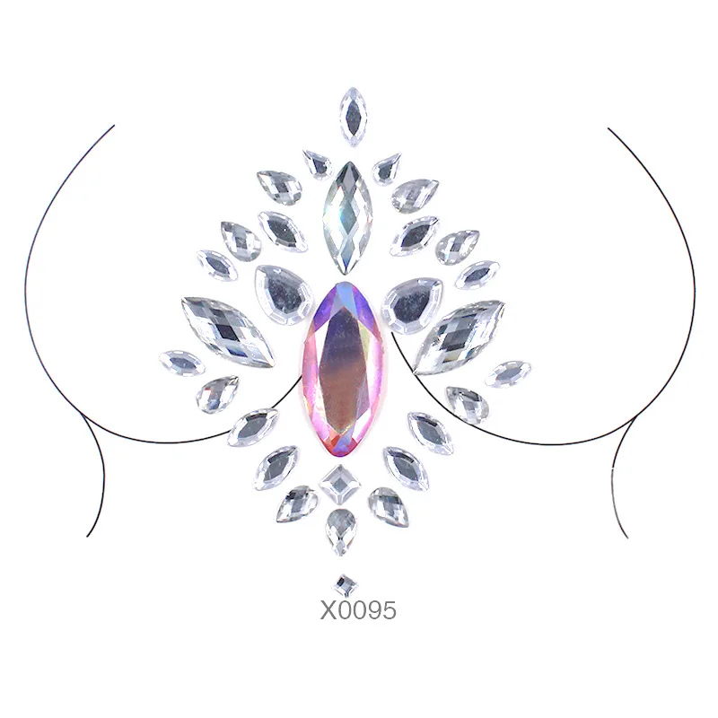 3D с украшением в виде кристаллов на груди Драгоценности временная татуировка