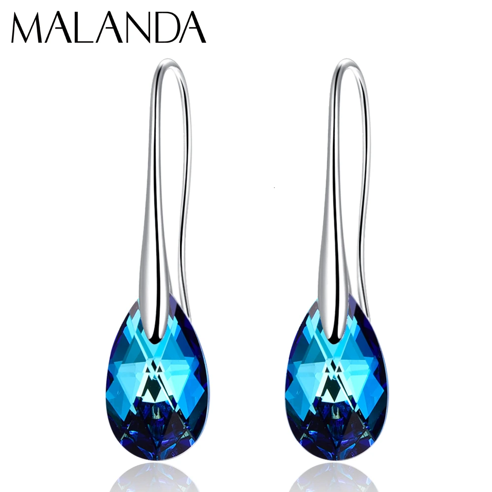 W-Crystal-BB Серьги-капли с кристаллами Swarovski для женщин, новая мода, Золотой пирсинг, висячие серьги, свадебные украшения, подарок для девушек - Окраска металла: W-Crystal-BB