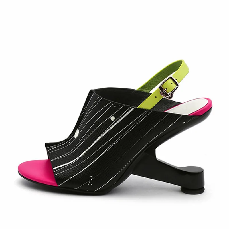 

2021 New Colorful Women Gladiator Sandals 8CM Strange Heel Wedge Shoes Woman Peep Toe Women Pumps Ladies High Heels