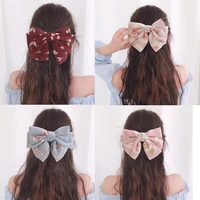 1pc leaf floral chiffon bow hairpin hair clips barrettes hairclips grips for girls women cute sweet hair accessories headwear