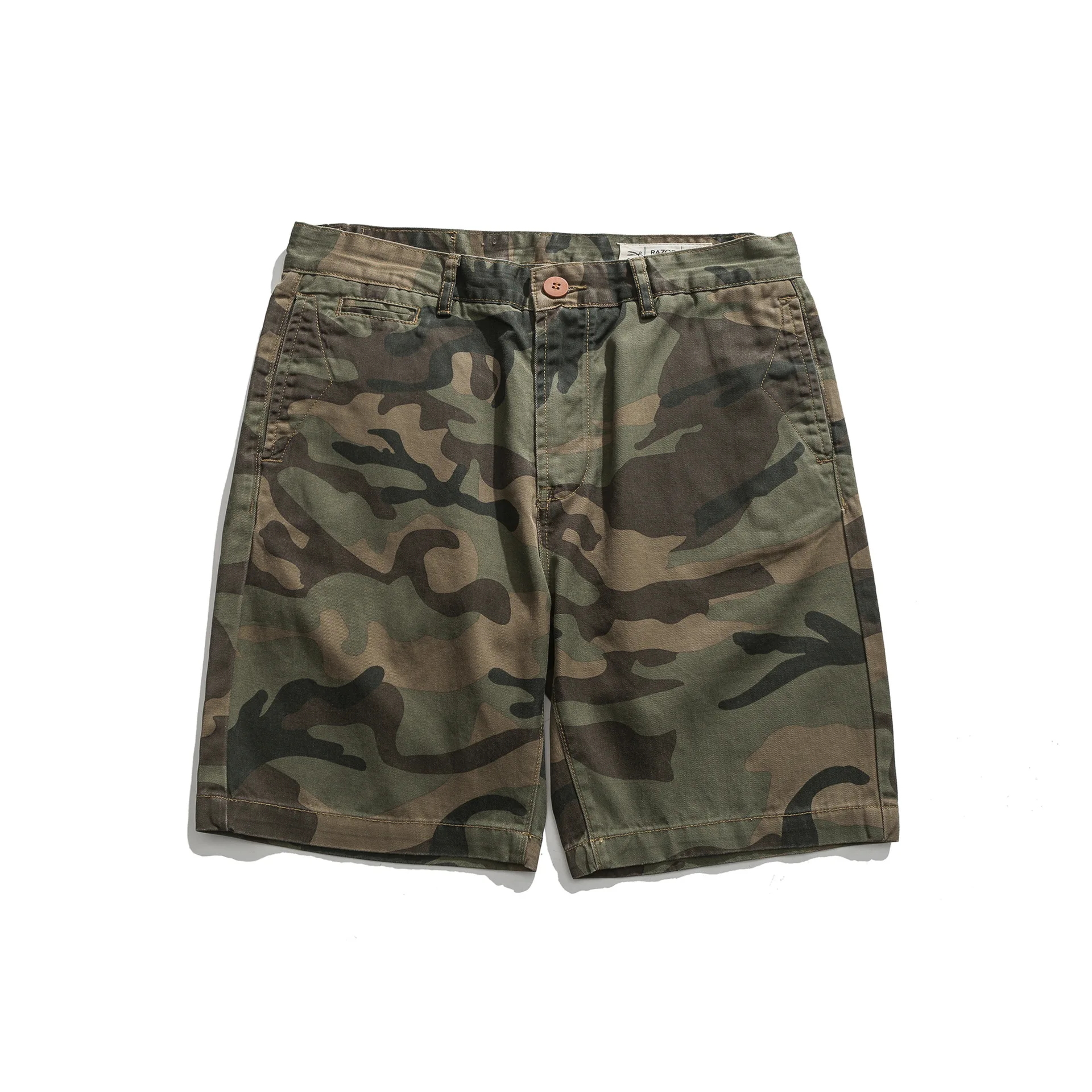 

American Vintage Print Camouflage Military Style Classical Men Basic Design Mid Waist Beach Premium Cotton Casual Cargo Shorts