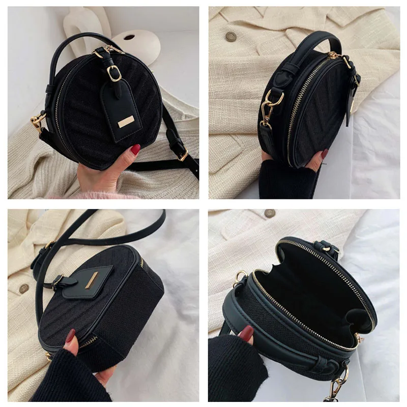 Универсальная сумка для телефона кожаная круглая дизайнерская через плечо