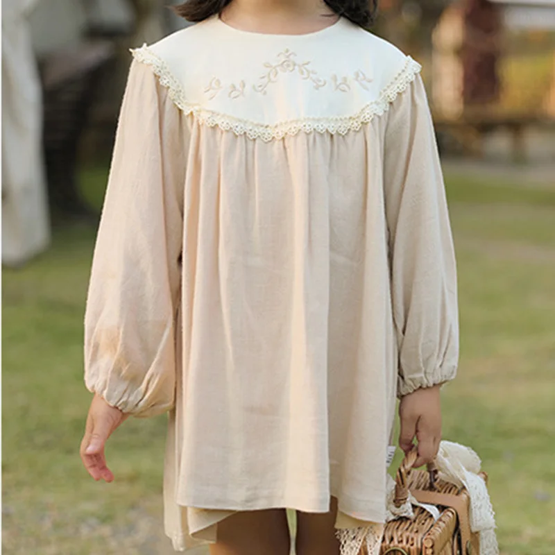 

New Children's Clothes Spring Autumn Stitching Lace Baby Girl Dress Palace Style Thorn Girl Princess Dress