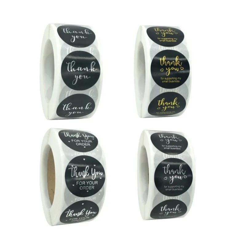 

500pcs/roll hot golden silver thanks to baking sticker Cake baking label Round Sticker DIY Gift Sealing Sticker