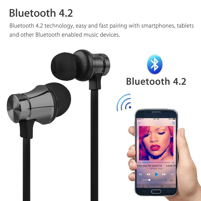 Magnetic Wireless Bluetooth Earphone Music Headset Phone Neckband Sport Earbuds Headphone with Mic For iPhone Samsung Xiaomi