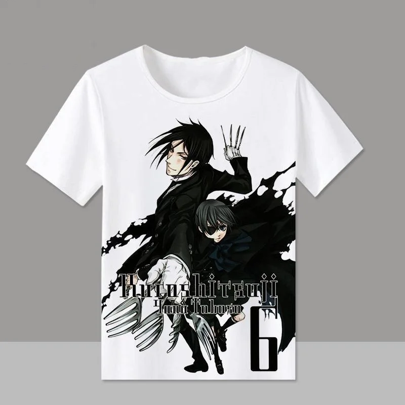 

Anime Black Butler Women Man Tshirt Cartoon Graphic Short Sleeve O-Neck Plussize T Shirt Female Clothes Tee Tops Ciel Sebastian