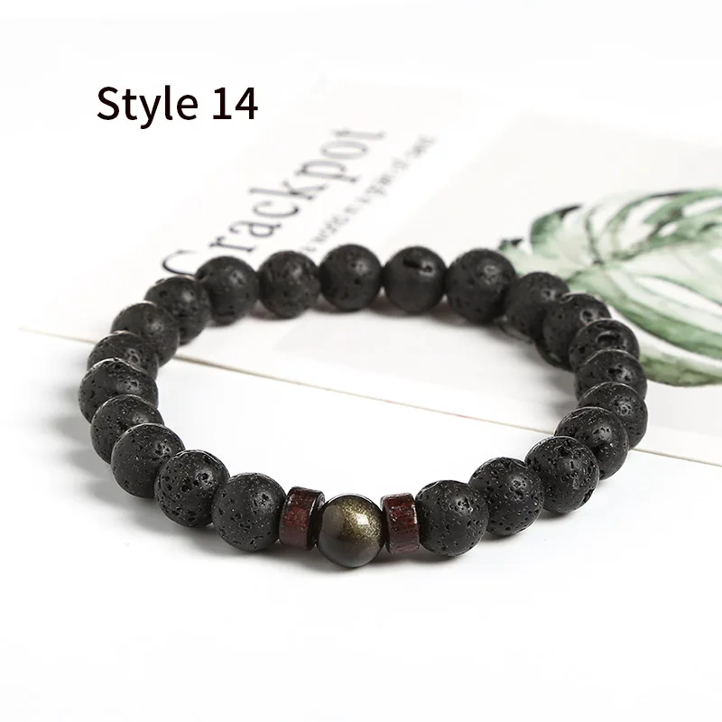 Style 14 JD мужской браслет, натуральный Императорский камень, бусина, тибетский Будда, браслет, чакра, лавовый камень, диффузный браслет, мужские ювелирные изделия, подарок - Окраска металла: Style 14