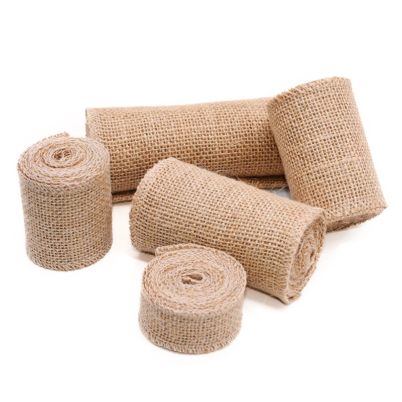 

2M Natural Jute Burlap Hessian Ribbon Rolls Vintage Rustic Wedding Decoration Party Home Decor Christmas Gift Wrapping Festival